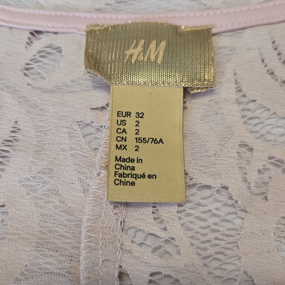 NWOT H&M GOLD LABEL Lace Long Sleeve Bodysuit - Peach. Size 2. - Picture 9 of 12